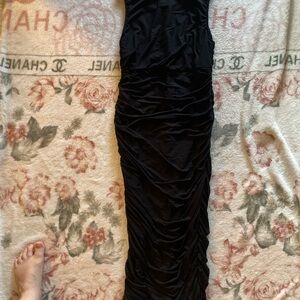 Elegant Black Ruched Maxi Dress